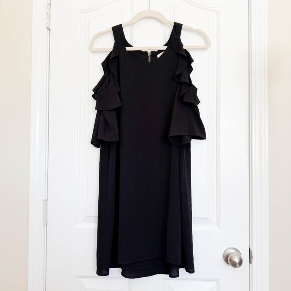 UMGEE Womens Black Dress with Ruffle Open Shoulder Formal Summer Size Small - Picture 2 of 13